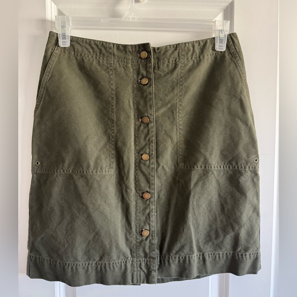 Lauren Ralph Lauren Olive Button-Front Pencil Skirt